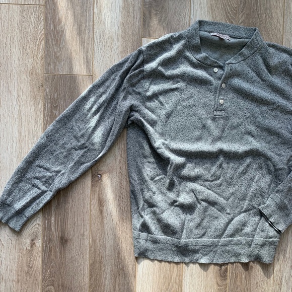Grey Tweed Men's Henley Shirt - Slightly shrunk so size small - Picture 2 of 6